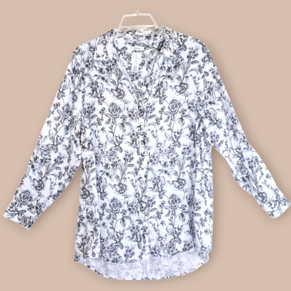 Joie Women's Linen Button Down Floral Blouse